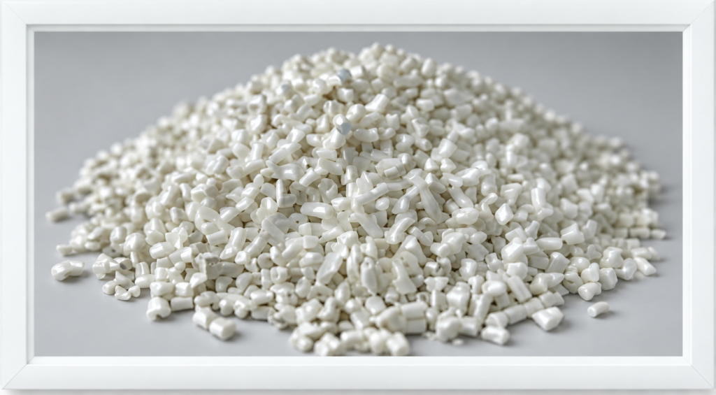 Framed Heap of Pearly Polymer Pellets